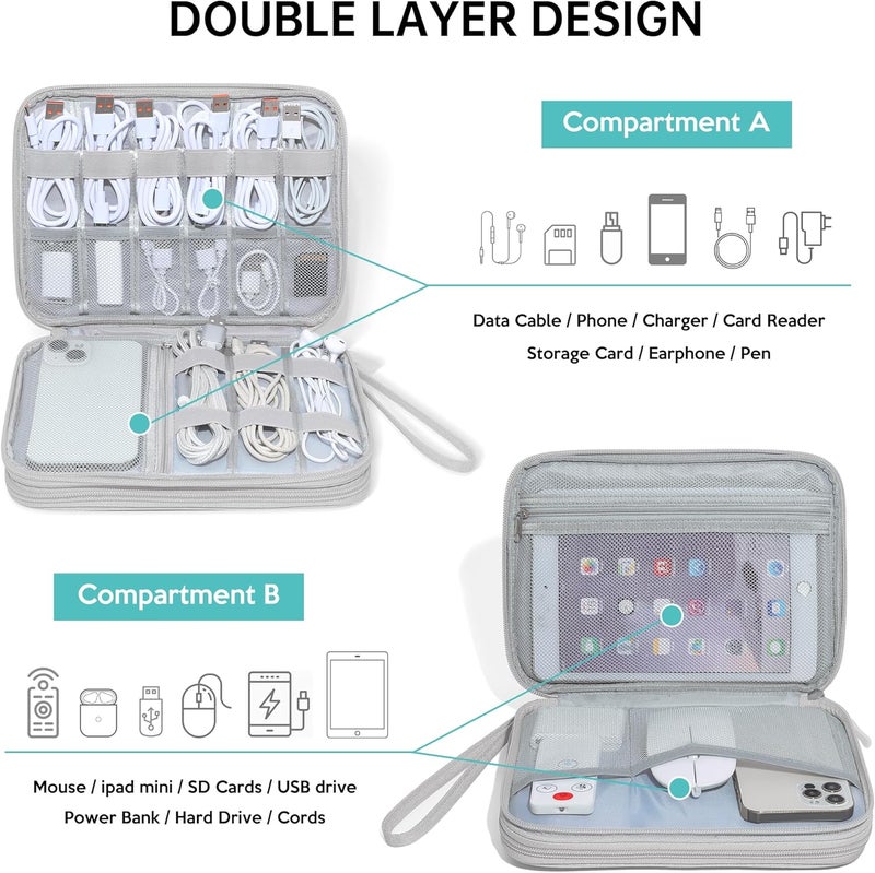 CILLA Electronics Organizer Travel, Travel Cord Organizer Case, Compact Electronics Accessories Bag for Cable, Cord, Charger, Phone - Image 3